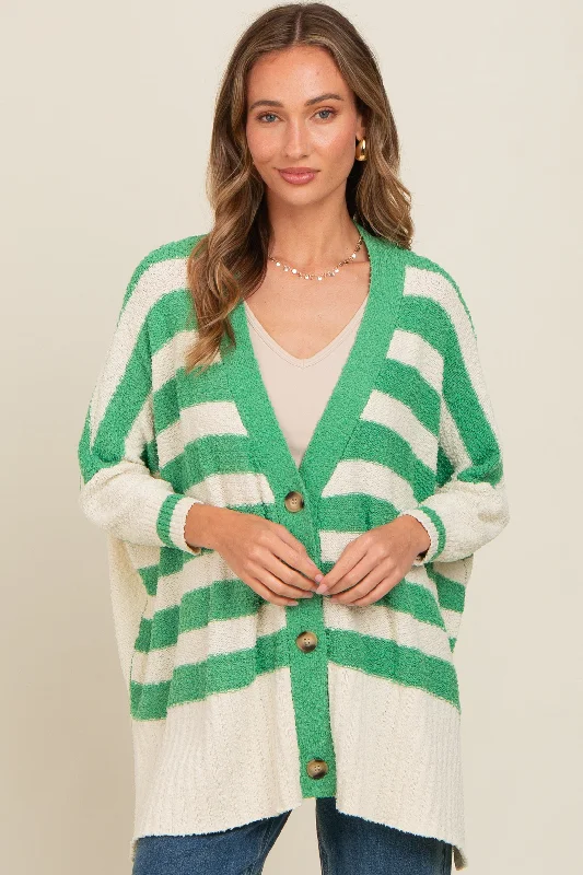 organic cotton women cardigan for an eco - friendly choiceGreen Textured Knit Striped Oversized Cardigan organic cotton women cardigan for an eco - friendly choiceGreen Textured Knit Striped Oversized Cardigan