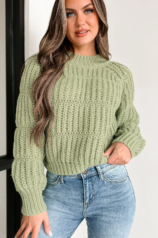 ribbed women cardigan with a classic textureHit Me With The Truth Chunky Knit Sweater (Matcha) ribbed women cardigan with a classic textureHit Me With The Truth Chunky Knit Sweater (Matcha)
