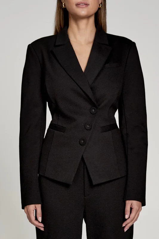 Women's Tailored Stretch Blazers in Navy Blue for Business MeetingsHourglass Tailored Blazer Women's Tailored Stretch Blazers in Navy Blue for Business MeetingsHourglass Tailored Blazer