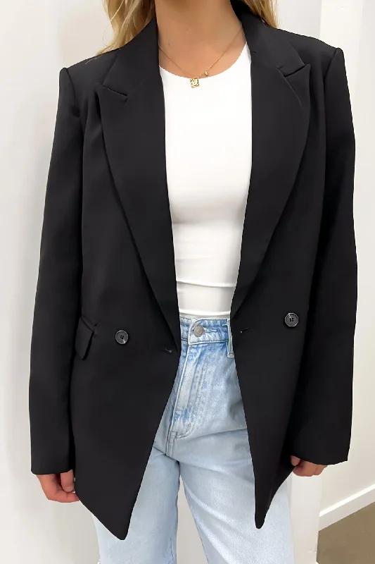 Plus Size Women's Double - Breasted Wool Blazers for Winter Office WearJade Blazer Black Plus Size Women's Double - Breasted Wool Blazers for Winter Office WearJade Blazer Black