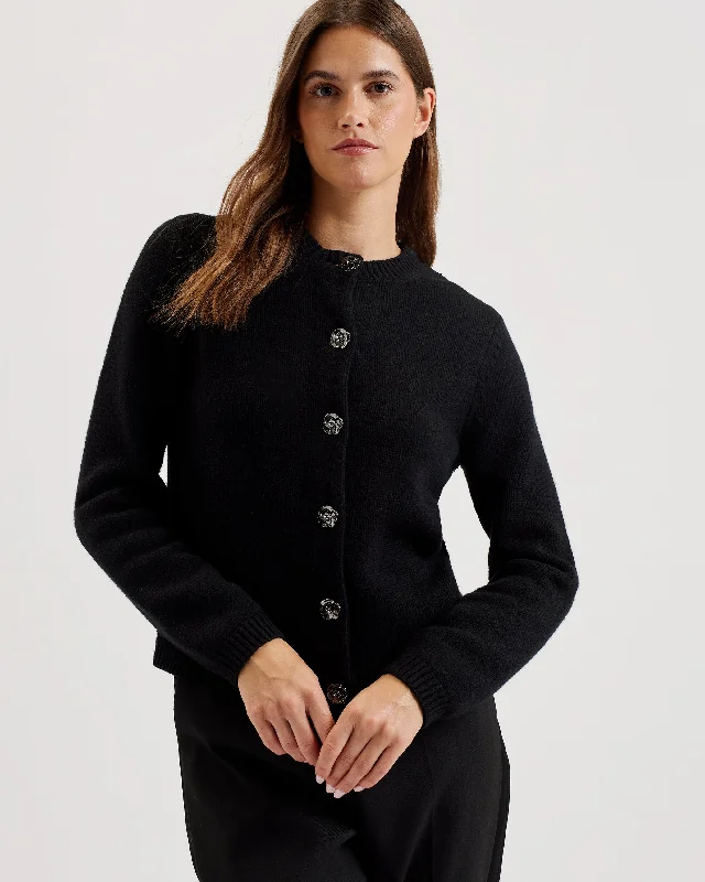 button down women cardigan with vintage buttonsJaycey Rose Button Crew Neck Cardigan Black button down women cardigan with vintage buttonsJaycey Rose Button Crew Neck Cardigan Black