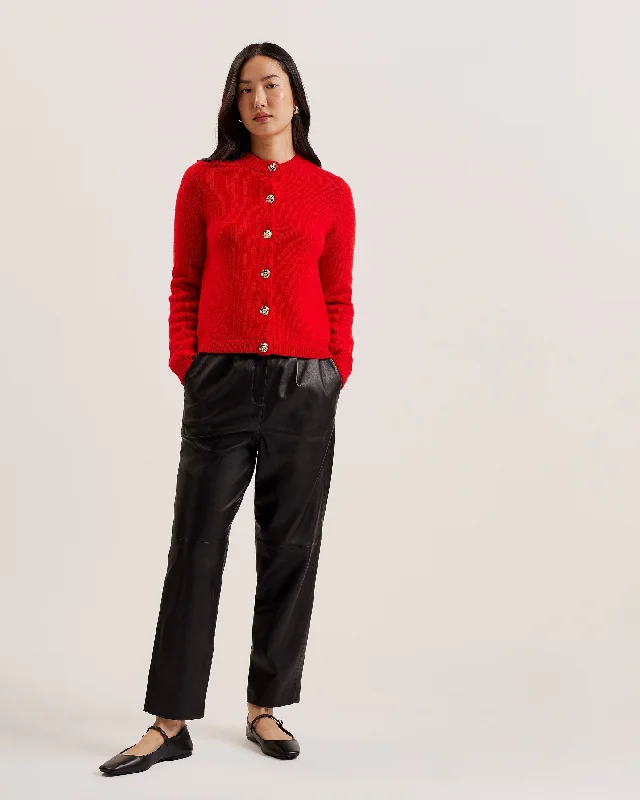 machine washable women cardigan for easy careJaycey Rose Button Crew Neck Cardigan Red machine washable women cardigan for easy careJaycey Rose Button Crew Neck Cardigan Red