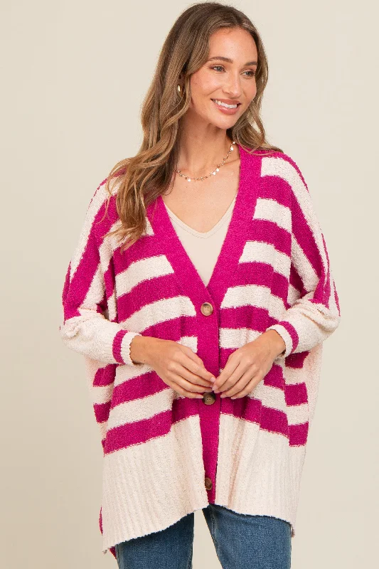 sequin embellished women cardigan for special occasionsMagenta Textured Knit Striped Oversized Cardigan sequin embellished women cardigan for special occasionsMagenta Textured Knit Striped Oversized Cardigan
