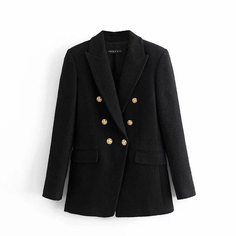 Plus Size Women's Military - Inspired Blazers with Gold Accents for a Bold LookMalota Statement Tweed Blazer in Black Plus Size Women's Military - Inspired Blazers with Gold Accents for a Bold LookMalota Statement Tweed Blazer in Black