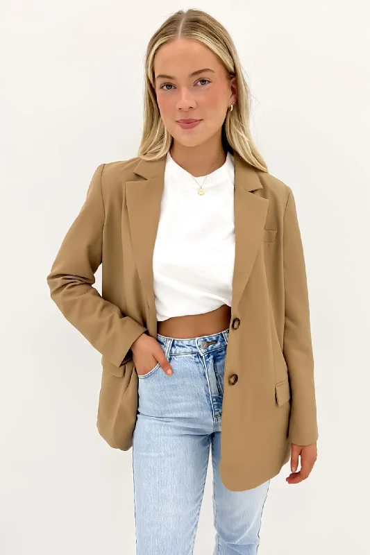 Double - Breasted Women's Leather Blazers in Taupe for an Edgy LookNaomi Blazer Oatmeal Double - Breasted Women's Leather Blazers in Taupe for an Edgy LookNaomi Blazer Oatmeal