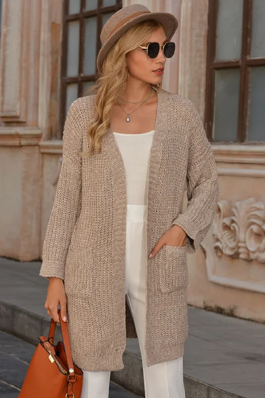 sequin embellished women cardigan for special occasionsOpen Front Drop Shoulder Cardigan with Pockets sequin embellished women cardigan for special occasionsOpen Front Drop Shoulder Cardigan with Pockets