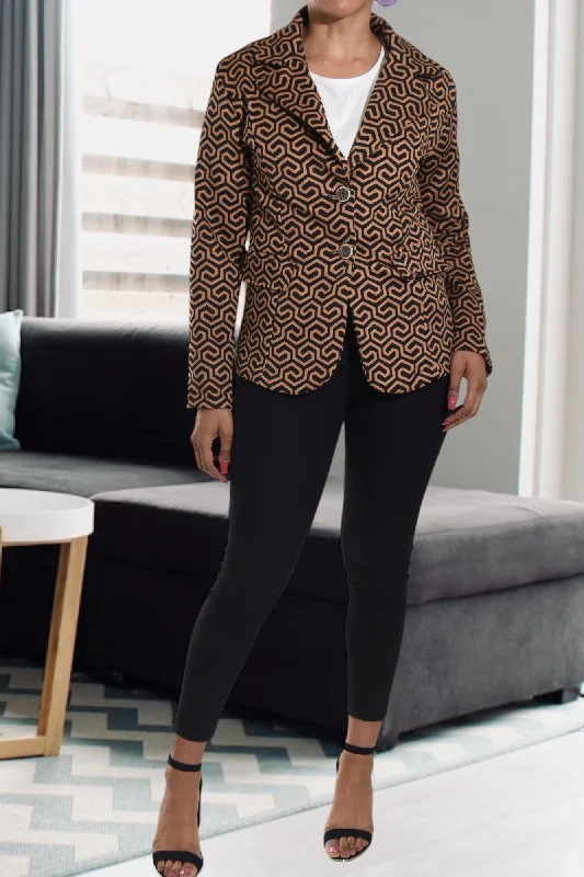 Women's Slim - Fit Blazers in Charcoal Gray for a Professional AppearancePatterned Dark Brown Blazer Coat Women's Slim - Fit Blazers in Charcoal Gray for a Professional AppearancePatterned Dark Brown Blazer Coat