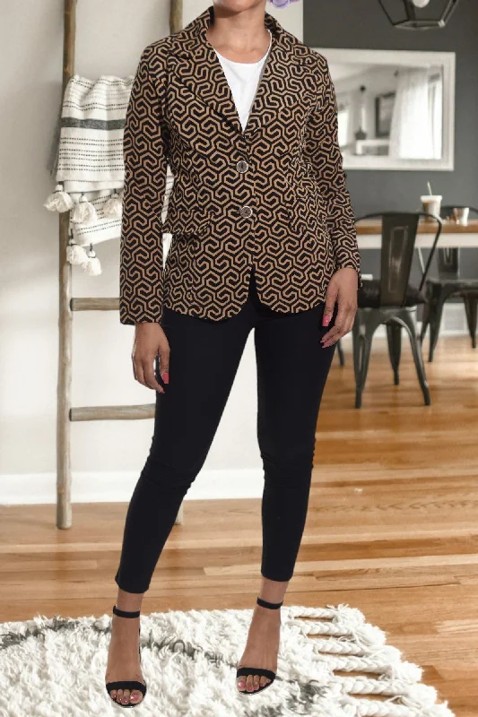 Plus Size Women's Ruffled Blazers in Pink for a Girly and Fashionable LookPatterned Light Brown Blazer Coat Plus Size Women's Ruffled Blazers in Pink for a Girly and Fashionable LookPatterned Light Brown Blazer Coat