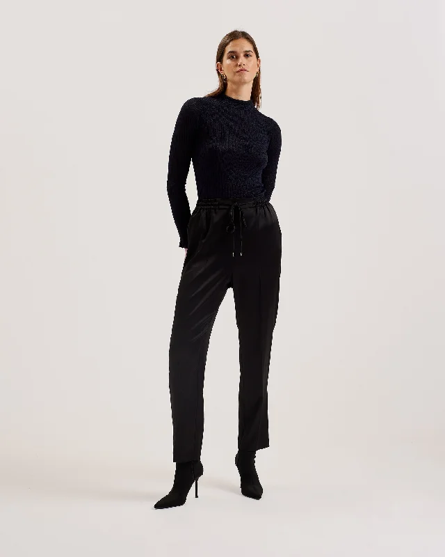 v neck women cardigan to elongate the necklineRaineee Metallic Ribbed Funnel Neck Jumper Navy v neck women cardigan to elongate the necklineRaineee Metallic Ribbed Funnel Neck Jumper Navy