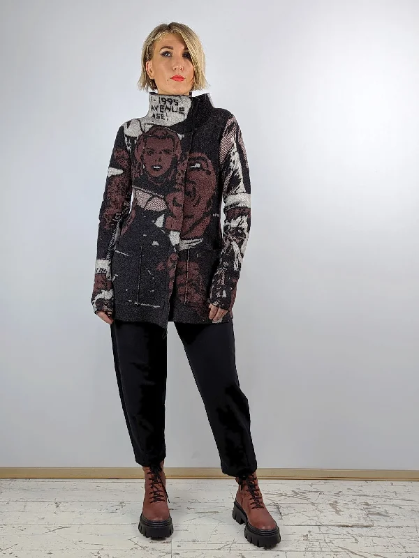 maternity women cardigan for expecting momsRundholz 3387105 Long Zip Cardigan - WOOD JACQUARD maternity women cardigan for expecting momsRundholz 3387105 Long Zip Cardigan - WOOD JACQUARD
