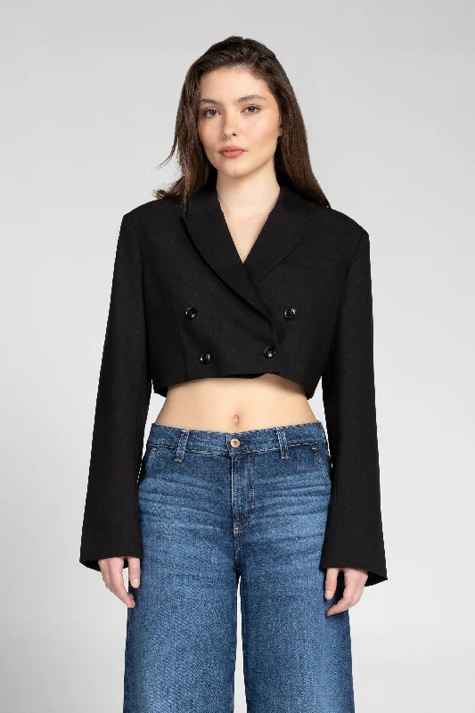 Women's Tailored Stretch Blazers in Navy Blue for Business MeetingsSimply Cropped Blazer Women's Tailored Stretch Blazers in Navy Blue for Business MeetingsSimply Cropped Blazer