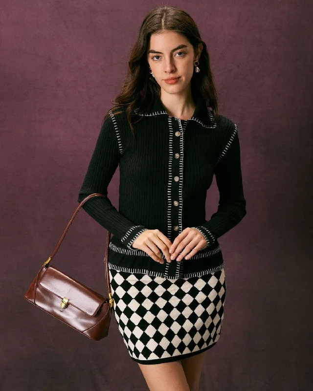 cable knit women cardigan with intricate patternsThe Black Seam Colorblock Button Cardigan cable knit women cardigan with intricate patternsThe Black Seam Colorblock Button Cardigan
