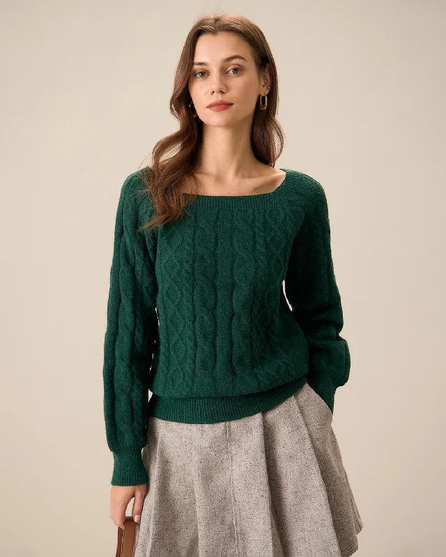 hooded women cardigan for added warmth and styleGreen Romance Cable Knit Crew Sweater hooded women cardigan for added warmth and styleGreen Romance Cable Knit Crew Sweater