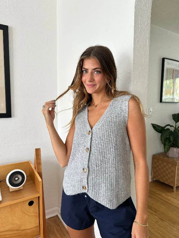 maternity women cardigan for expecting momsThings Between Clarissa Grey Ribbed Button Vest Top maternity women cardigan for expecting momsThings Between Clarissa Grey Ribbed Button Vest Top