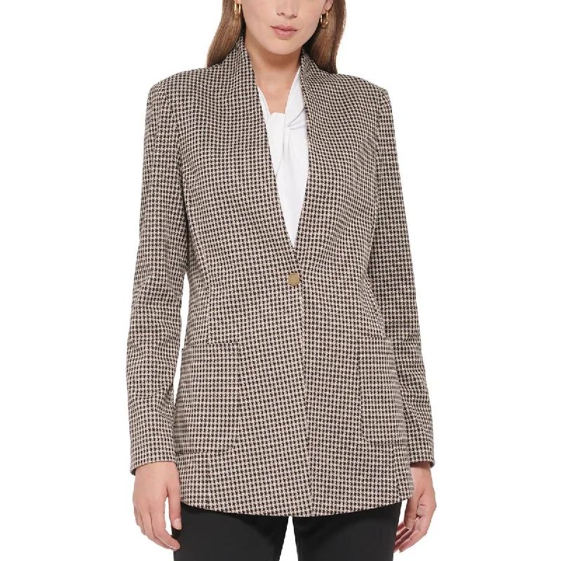 Single - Breasted Women's Corduroy Blazers in Mustard Yellow for an Autumn VibeTommy Hilfiger Womens Houndstooth Knit One-Button Blazer Single - Breasted Women's Corduroy Blazers in Mustard Yellow for an Autumn VibeTommy Hilfiger Womens Houndstooth Knit One-Button Blazer