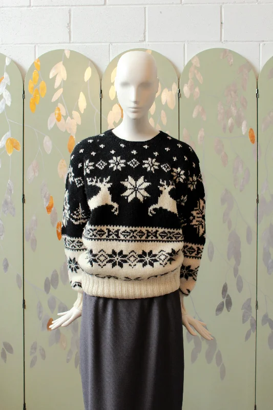 floral print women cardigan for a feminine touchVintage 1990s Polo By Ralph Lauren Black And White 100% Wool Sweater, Après-Ski Knit, M floral print women cardigan for a feminine touchVintage 1990s Polo By Ralph Lauren Black And White 100% Wool Sweater, Après-Ski Knit, M
