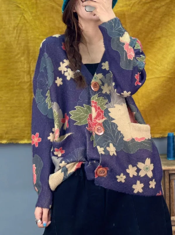 floral print women cardigan for a feminine touchWe All Love Because Women's Printed knitted Cardigan floral print women cardigan for a feminine touchWe All Love Because Women's Printed knitted Cardigan