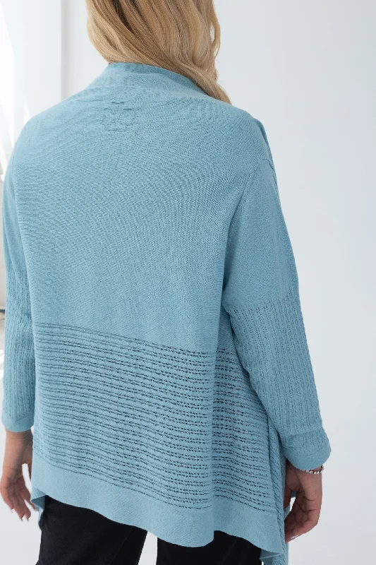 hand knitted women cardigan with artisanal charmClassic triangle cardigan blue light hand knitted women cardigan with artisanal charmClassic triangle cardigan blue light