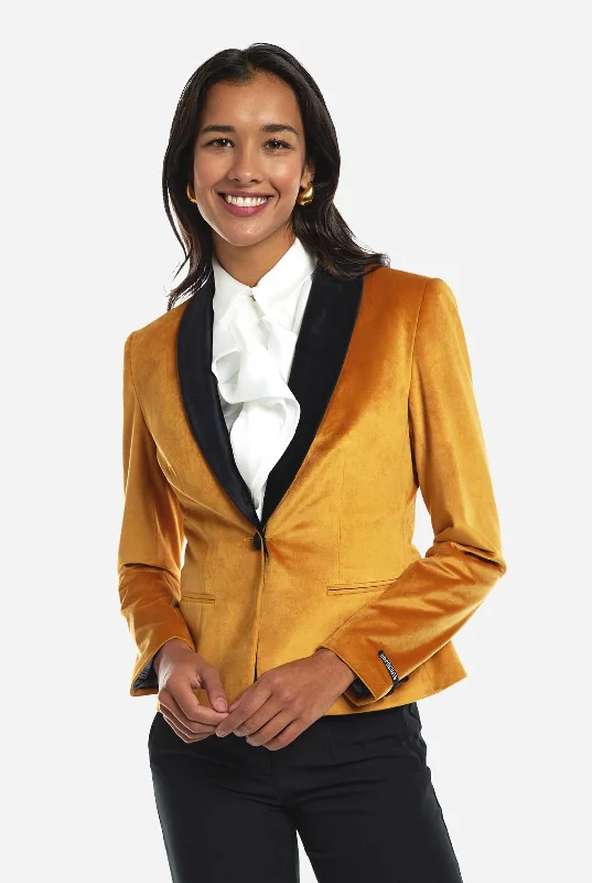 Women's Belted Blazers in Camel Color for a Sophisticated OutfitWomens Dinner Jacket - Gold Women's Belted Blazers in Camel Color for a Sophisticated OutfitWomens Dinner Jacket - Gold