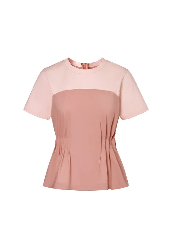 Long Sleeve Women T Shirt for Cooler WeatherSantorini T-Shirt with Pleated Peplum Waist Long Sleeve Women T Shirt for Cooler WeatherSantorini T-Shirt with Pleated Peplum Waist