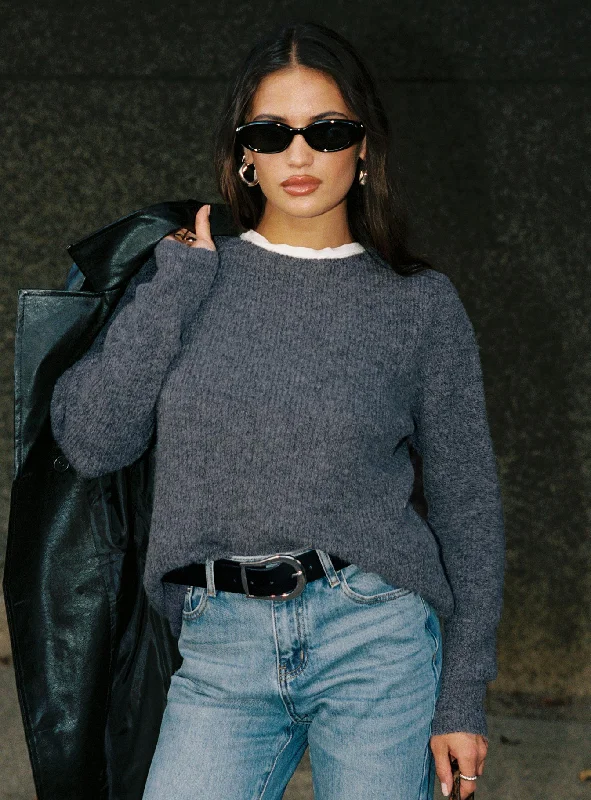 Cropped Women's Angora Blend Sweaters for a Trendy LookAbrams Rib Knit Crew Sweater Charcoal Marle Cropped Women's Angora Blend Sweaters for a Trendy LookAbrams Rib Knit Crew Sweater Charcoal Marle