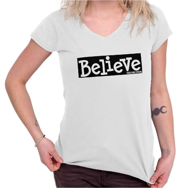 Tie - Dye Women T Shirt with a Bohemian VibeBelieve Christian Strong Junior Fit V-Neck T-Shirt Tie - Dye Women T Shirt with a Bohemian VibeBelieve Christian Strong Junior Fit V-Neck T-Shirt