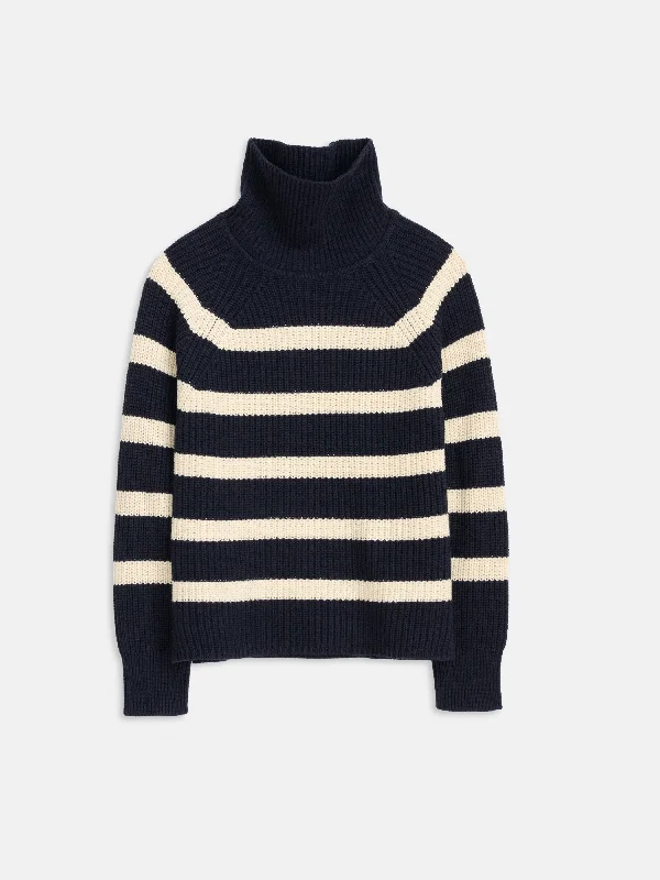Plus Size Women's Sequined Sweaters for Special OccasionsChelsea Striped Turtleneck In Cotton Cashmere Plus Size Women's Sequined Sweaters for Special OccasionsChelsea Striped Turtleneck In Cotton Cashmere