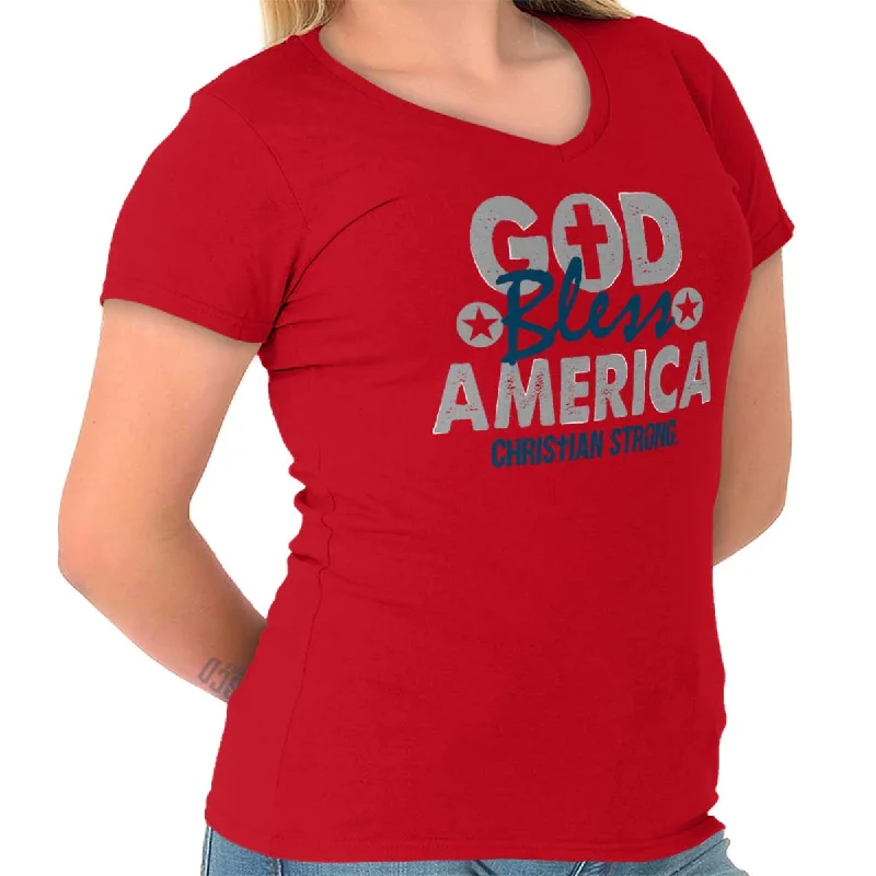 Sleeveless Women T Shirt for Summer ComfortGod Bless Patriotic Junior Fit V-Neck T-Shirt Sleeveless Women T Shirt for Summer ComfortGod Bless Patriotic Junior Fit V-Neck T-Shirt