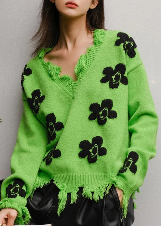Short Sleeve Women's Cotton Blend Sweaters in Pastel ColorsGreen V Neck Print Thick Knit Sweater Fall Short Sleeve Women's Cotton Blend Sweaters in Pastel ColorsGreen V Neck Print Thick Knit Sweater Fall