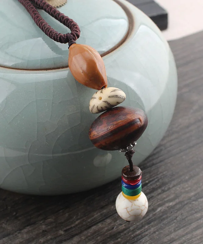 High - Low Hem Women's Cashmere - Blended SweatersHandmade Brown Cotton 45% Linen 55% Sweater Pendant Necklace High - Low Hem Women's Cashmere - Blended SweatersHandmade Brown Cotton 45% Linen 55% Sweater Pendant Necklace