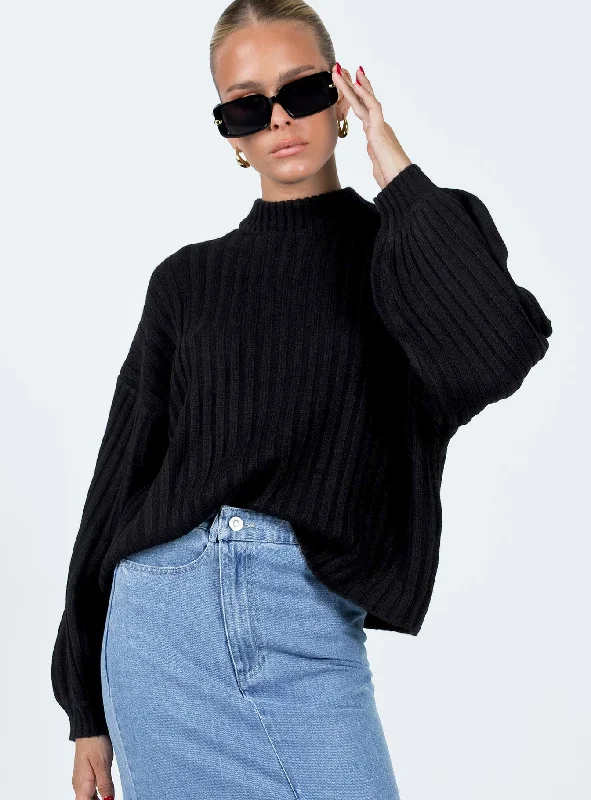 Sleeveless Women's Silk - Trimmed Sweaters for SummerInnerbloom Oversized Sweater Black Sleeveless Women's Silk - Trimmed Sweaters for SummerInnerbloom Oversized Sweater Black