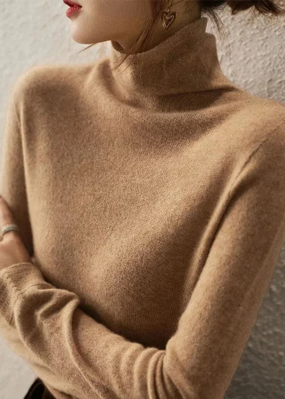 Plus Size Women's Ruffled Hem Sweaters in Floral PrintsItalian Camel Hign Neck Wool Knitted Sweaters Tops Fall Plus Size Women's Ruffled Hem Sweaters in Floral PrintsItalian Camel Hign Neck Wool Knitted Sweaters Tops Fall