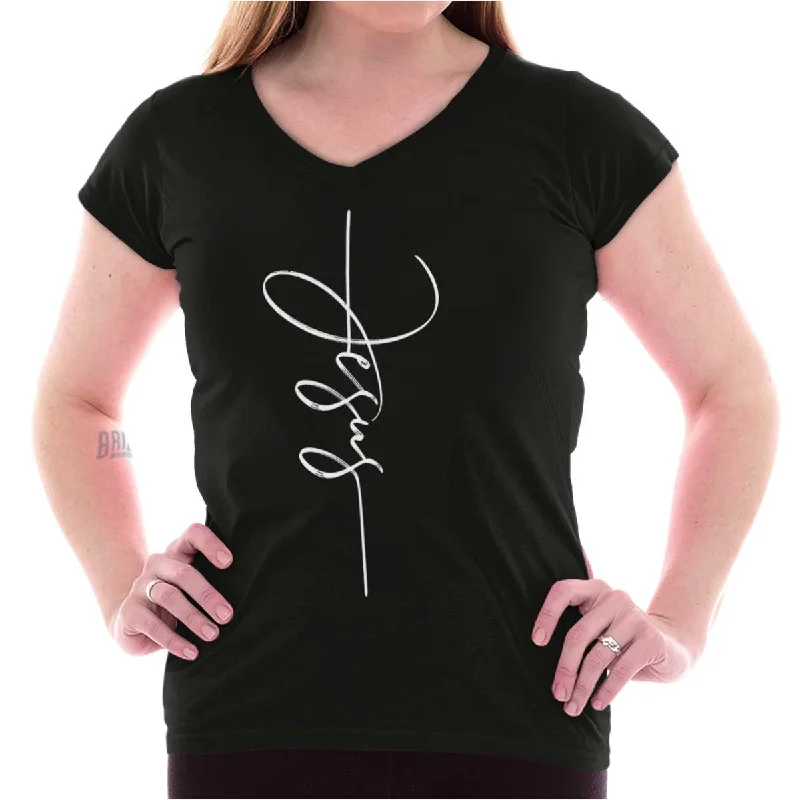 Sheer Women T Shirt for a Stylish and Alluring LookJesus Fashion Junior Fit V-Neck T Shirt Sheer Women T Shirt for a Stylish and Alluring LookJesus Fashion Junior Fit V-Neck T Shirt