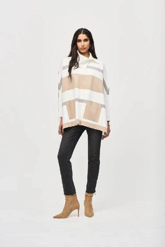 Cropped Women's Angora Blend Sweaters for a Trendy LookJoseph Ribkoff Vanilla/Oatmeal/Melange Grey Jacquard Sweater Knit Poncho Cropped Women's Angora Blend Sweaters for a Trendy LookJoseph Ribkoff Vanilla/Oatmeal/Melange Grey Jacquard Sweater Knit Poncho