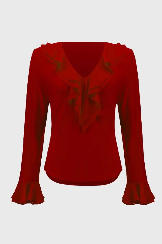 Sleeveless Women's Silk - Trimmed Sweaters for SummerJoseph Ribkoff Lipstick Red Silky Knit And Chiffon Fitted Top Sleeveless Women's Silk - Trimmed Sweaters for SummerJoseph Ribkoff Lipstick Red Silky Knit And Chiffon Fitted Top