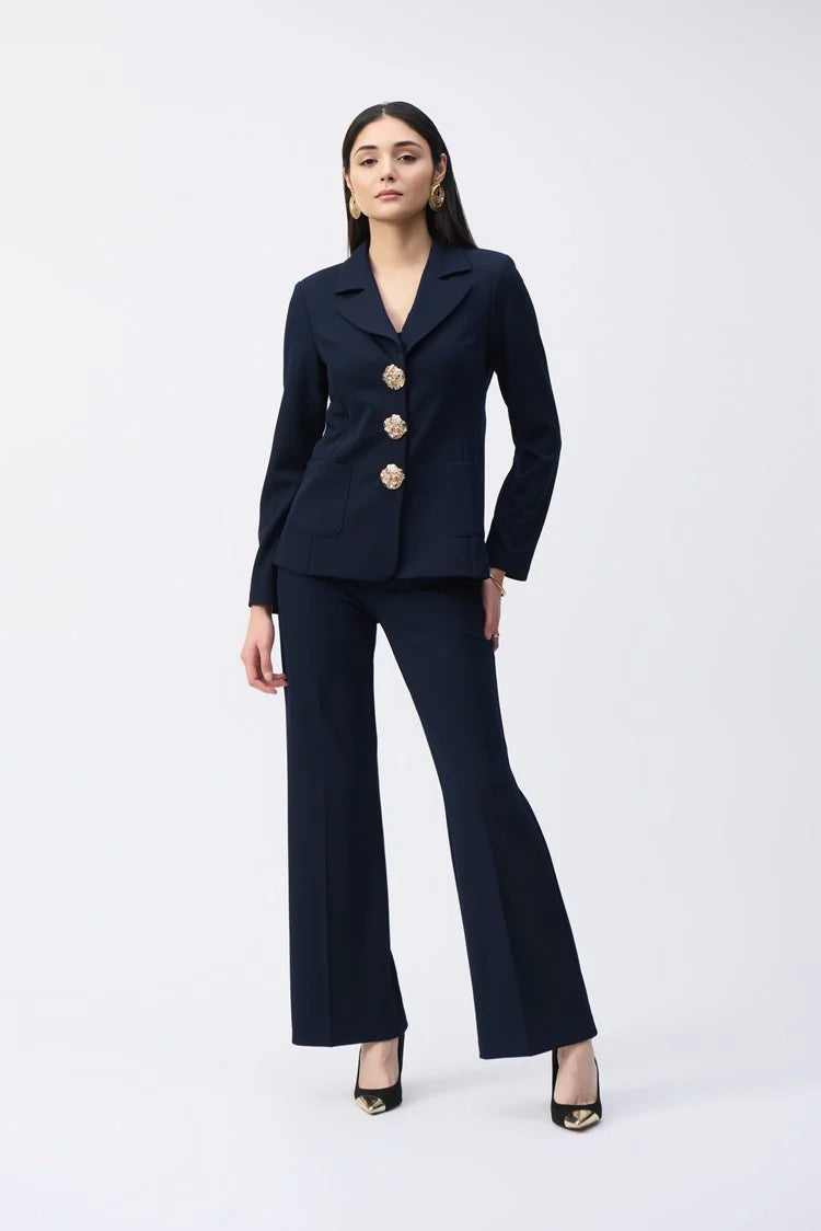 Plus Size Women's Belted Cable Knit SweatersJoseph Ribkoff Midnight Blue Scuba Crepe Fitted Blazer Plus Size Women's Belted Cable Knit SweatersJoseph Ribkoff Midnight Blue Scuba Crepe Fitted Blazer