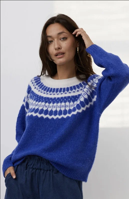 High - Low Hem Women's Cashmere - Blended SweatersLollys Laundry Neon Blue Lana Jumper High - Low Hem Women's Cashmere - Blended SweatersLollys Laundry Neon Blue Lana Jumper
