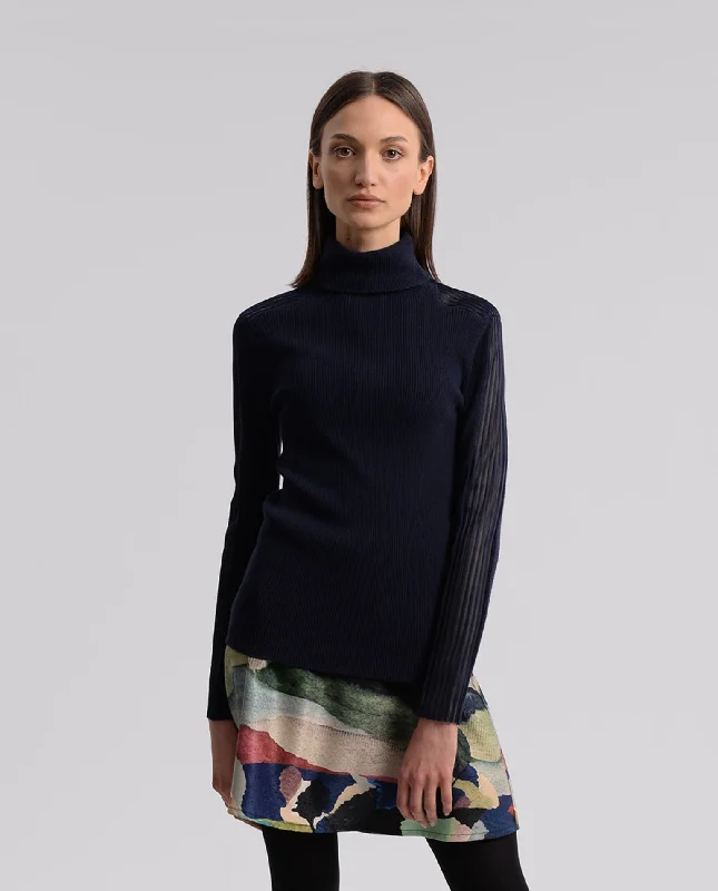 V - Neck Women's Ribbed Wool Sweaters for FallMolly Bracken Navy Blue Knitted Sweater V - Neck Women's Ribbed Wool Sweaters for FallMolly Bracken Navy Blue Knitted Sweater