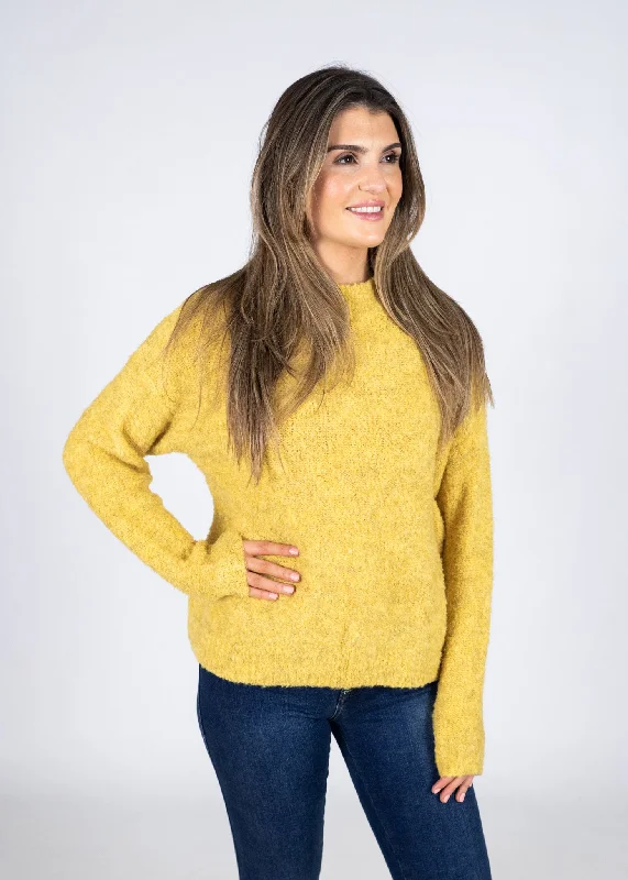Women's Long Sleeve Turtleneck Cashmere SweatersMolly Bracken Yellow Knitted Sweater Women's Long Sleeve Turtleneck Cashmere SweatersMolly Bracken Yellow Knitted Sweater
