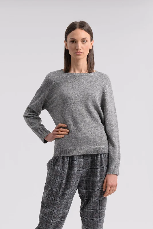 Short Sleeve Women's Cotton Blend Sweaters in Pastel ColorsMolly Bracken Grey Knitted Sweater Short Sleeve Women's Cotton Blend Sweaters in Pastel ColorsMolly Bracken Grey Knitted Sweater