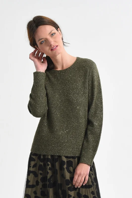 Plus Size Women's Ruffled Hem Sweaters in Floral PrintsMolly Bracken Khaki Knitted Sweater Plus Size Women's Ruffled Hem Sweaters in Floral PrintsMolly Bracken Khaki Knitted Sweater