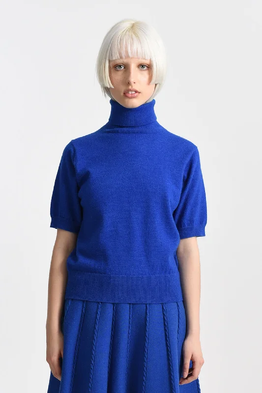 Plus Size Women's Side - Slit Sweaters in Bold SolidsMolly Bracken Electric Blue Knitted Sweater Plus Size Women's Side - Slit Sweaters in Bold SolidsMolly Bracken Electric Blue Knitted Sweater