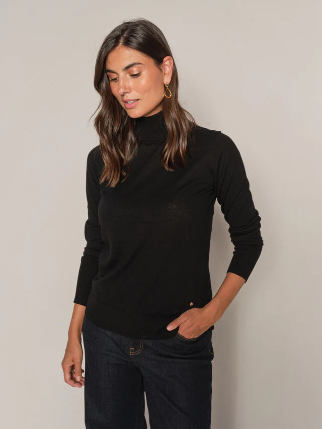 Boat Neck Women's Merino Wool Sweaters in Neutral ShadesMos Mosh Black Roll Neck Sweater Boat Neck Women's Merino Wool Sweaters in Neutral ShadesMos Mosh Black Roll Neck Sweater