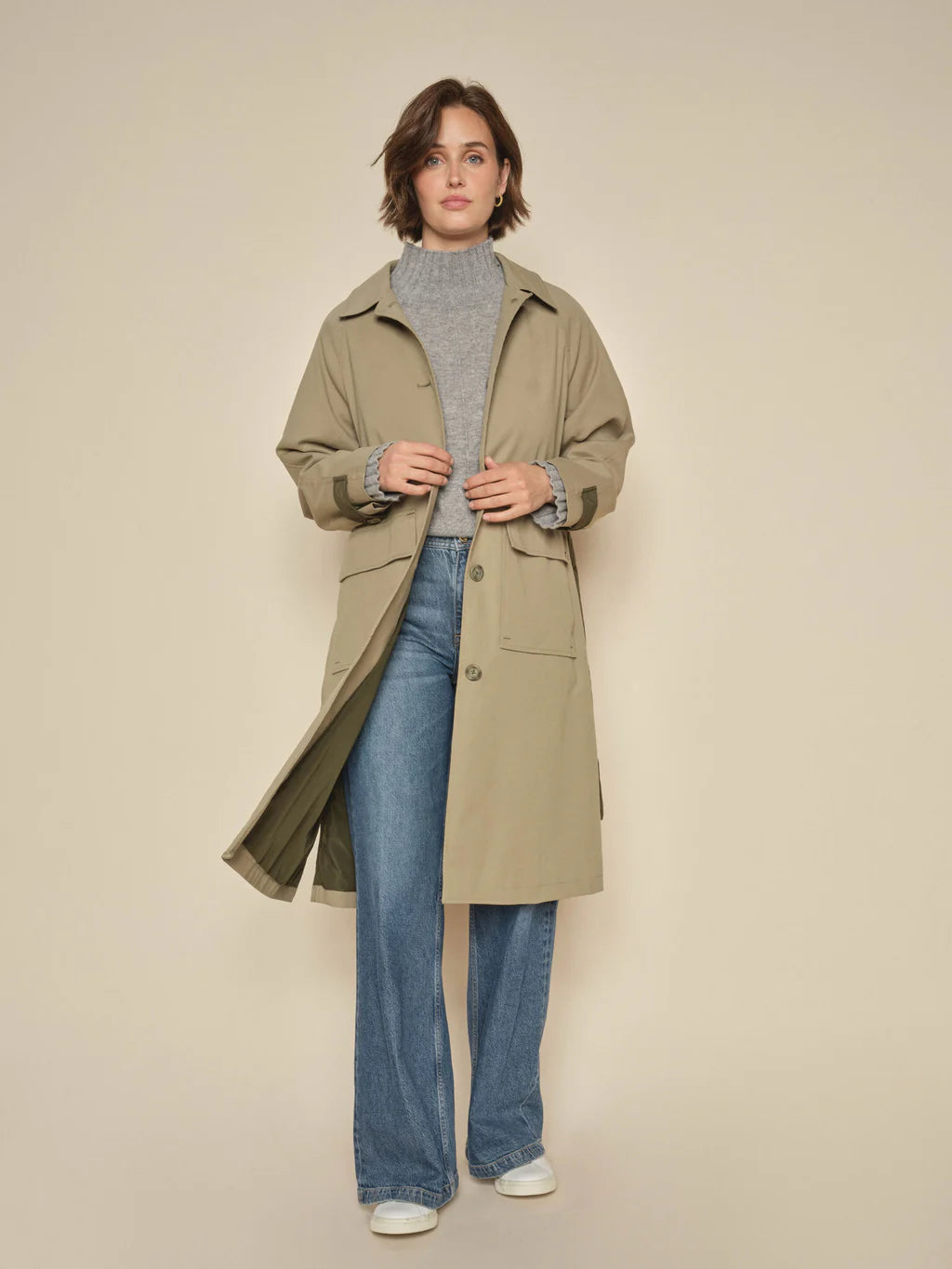 Button - Down Women's Shetland Wool Sweaters in Traditional PatternsMos Mosh Mermaid Souza Trench Coat Button - Down Women's Shetland Wool Sweaters in Traditional PatternsMos Mosh Mermaid Souza Trench Coat