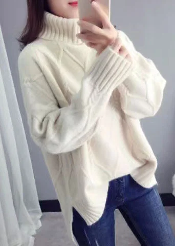 Sleeveless Women's Silk - Trimmed Sweaters for SummerWhite Sweater Tops High Neck Loose Fitting Spring Knitwear Sleeveless Women's Silk - Trimmed Sweaters for SummerWhite Sweater Tops High Neck Loose Fitting Spring Knitwear