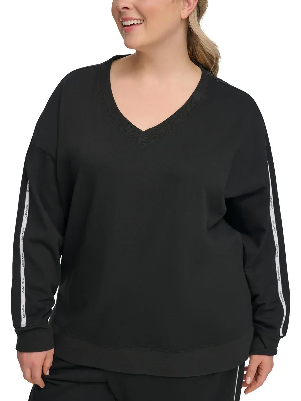 Open - Front Women's Cardigan - Style Mohair SweatersPlus Womens Cotton Logo Tape V-Neck Sweater Open - Front Women's Cardigan - Style Mohair SweatersPlus Womens Cotton Logo Tape V-Neck Sweater