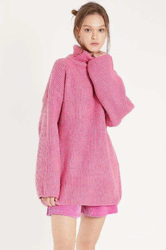 Plus Size Women's Ruffled Hem Sweaters in Floral PrintsSerena Turtleneck Oversized Sweater Plus Size Women's Ruffled Hem Sweaters in Floral PrintsSerena Turtleneck Oversized Sweater