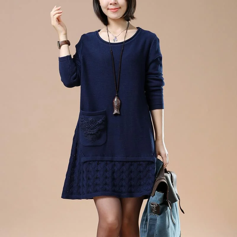 Button - Down Women's Shetland Wool Sweaters in Traditional PatternsSolid navy sweater shift dresses knitted winter dress Button - Down Women's Shetland Wool Sweaters in Traditional PatternsSolid navy sweater shift dresses knitted winter dress