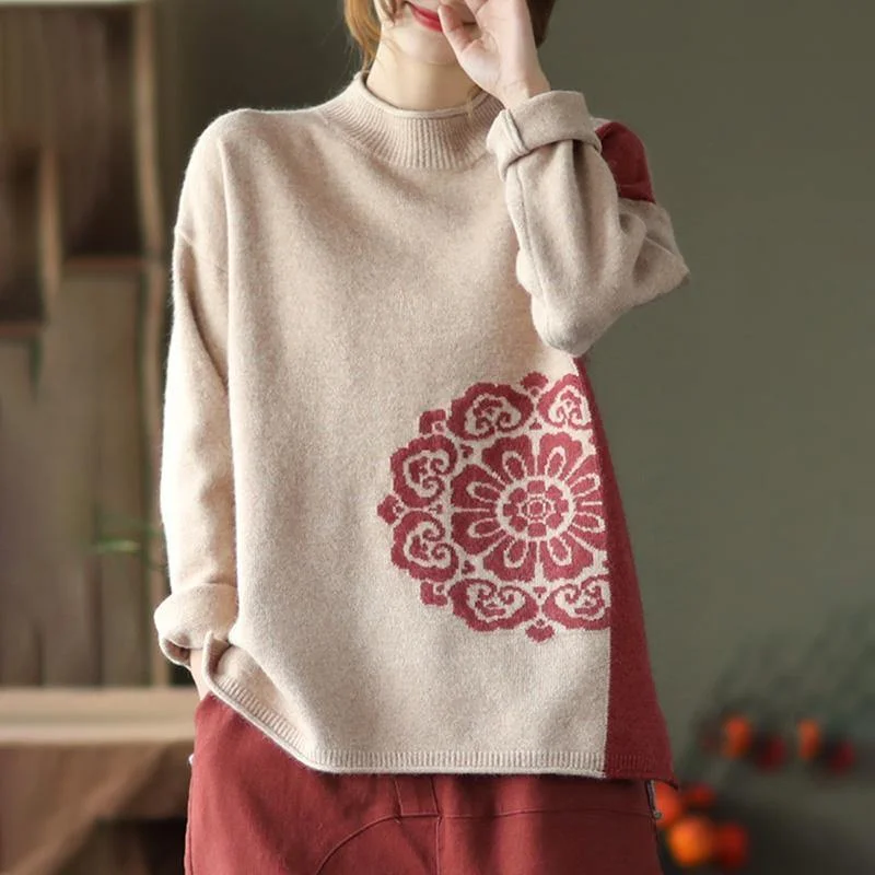 Plus Size Women's Embroidered Sweaters in Ethnic StylesSpring Retro Flower Knit Sweater Jumper Plus Size Women's Embroidered Sweaters in Ethnic StylesSpring Retro Flower Knit Sweater Jumper