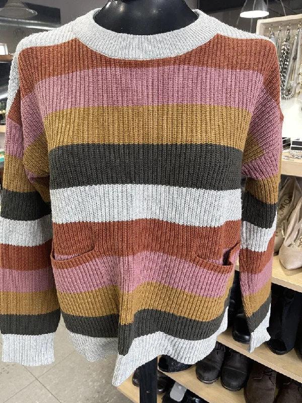 Sleeveless Women's Silk - Trimmed Sweaters for SummerMadewell Striped Knit Sweater S Sleeveless Women's Silk - Trimmed Sweaters for SummerMadewell Striped Knit Sweater S